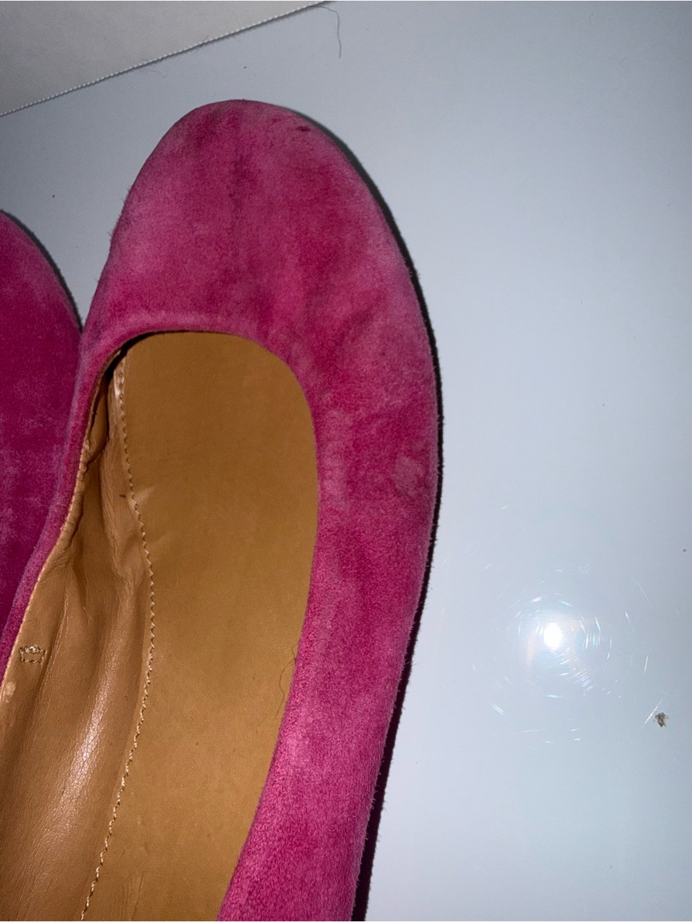 J.CREW preppy pink suede women’s work wear ruched ballet flats 8.5 - Picture 2 of 6